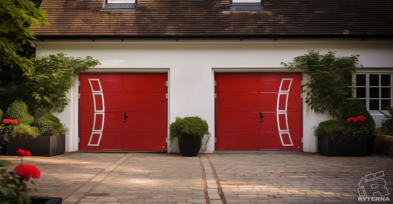 Portes de garage battantes rouges