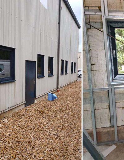 Façade de bâtiment équipée de châssis aluminium
