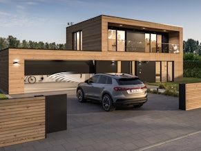 Haus mit elektrischem Hörmann-Garagentor und Hoftor